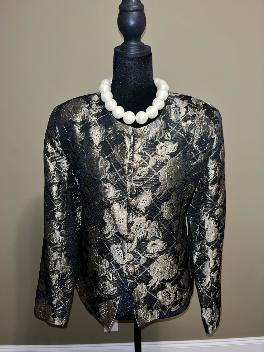 Patchington Black and Gold Floral Brocade Jacket